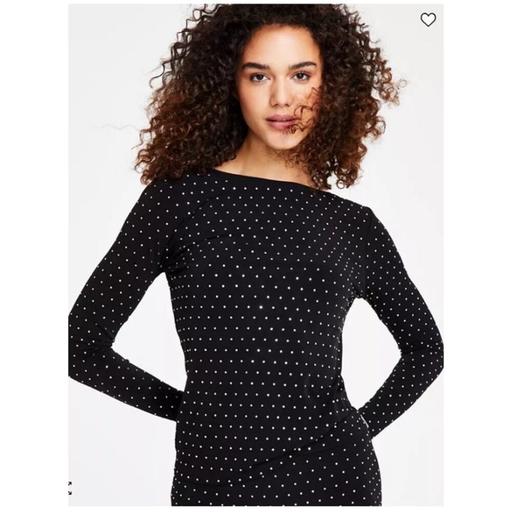 MICHAEL KORS Top Women XL BLACK Cowl-Back Rhinestone    NEW WITH TAGS